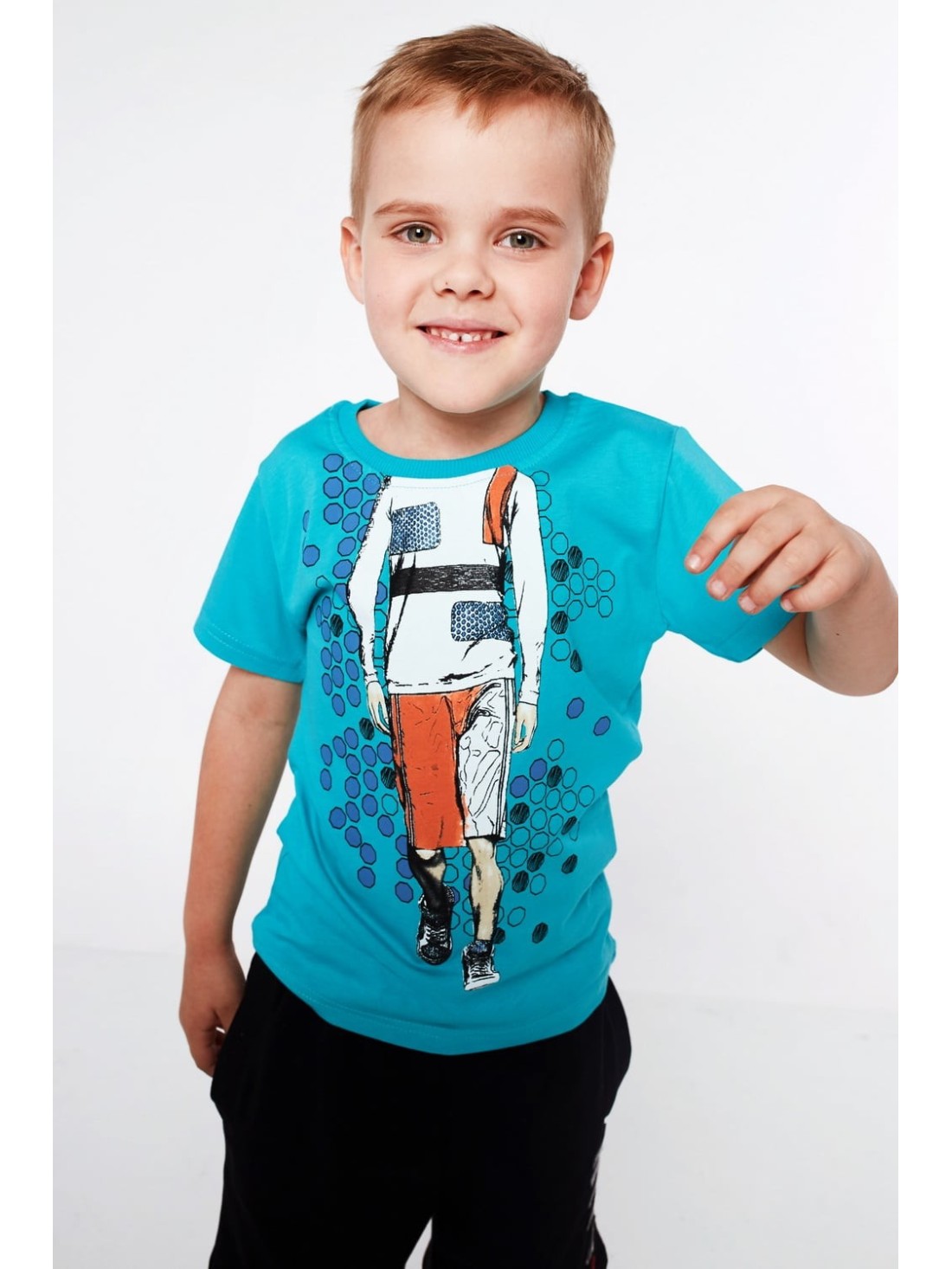 Boy\'s T-shirt with an application, mint NDZ4463 - Online store - Boutique